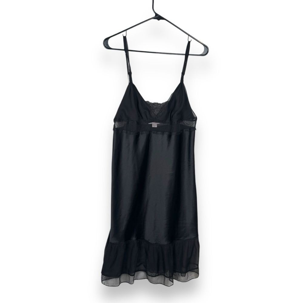Victoria's Secret Black Satin Slip Dress with Lace Trim - Picture 13 of 15